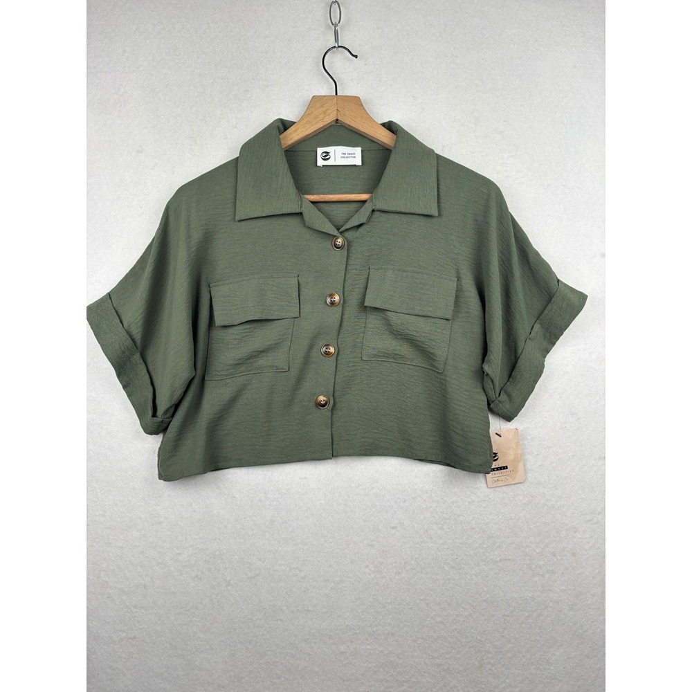 The Sweet Collective‎ Shirt Womens Small Cropped Boxy Utility NWT